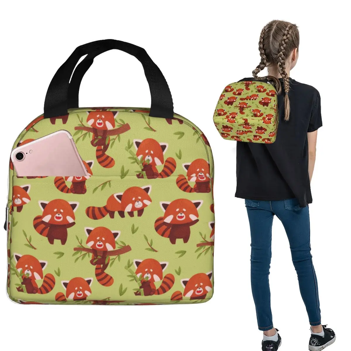 Cute Cartoon Panda Red Raccoon Pattern Insulated Lunch Bag for Women Children Portable Food Boxes Thermal Lunch Box Tote
Cute Cartoon Panda Red Raccoon Pattern Insulated Lunch Bag for Women Children Portable Food Boxes Thermal Lunch Box Tote