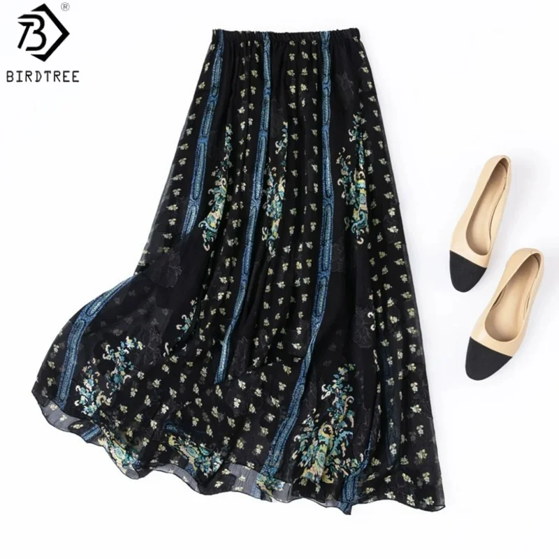 Birdtree, 100% Real Silk Print Skirt, Women Cutwork Voile Vacation Skirts, Elastic Waist, Double Layer, 2026 Summer New D65411JF
Birdtree, 100% Real Silk Print Skirt, Women Cutwork Voile Vacation Skirts, Elastic Waist, Double Layer, 2026 Summer New D65411JF