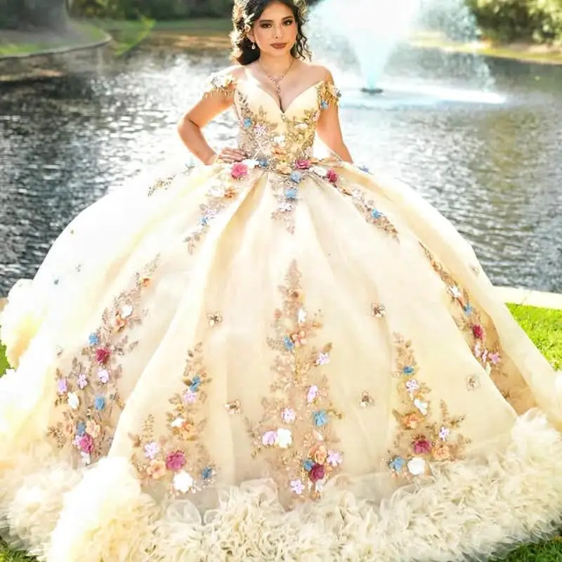 Customized Light yellow Quinceanera Dress applique Tull Ball Gown Lace Flower Ruffle Off Shoulder sequin vestidos de 15 quinceañ
Customized Light yellow Quinceanera Dress applique Tull Ball Gown Lace Flower Ruffle Off Shoulder sequin vestidos de 15 quinceañ
