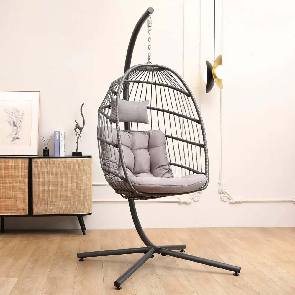 Outdoor Indoor Wicker Egg Chair with Stand 350lbs Capacity Hanging Swing Chair with Cushion for Patio
Outdoor Indoor Wicker Egg Chair with Stand 350lbs Capacity Hanging Swing Chair with Cushion for Patio