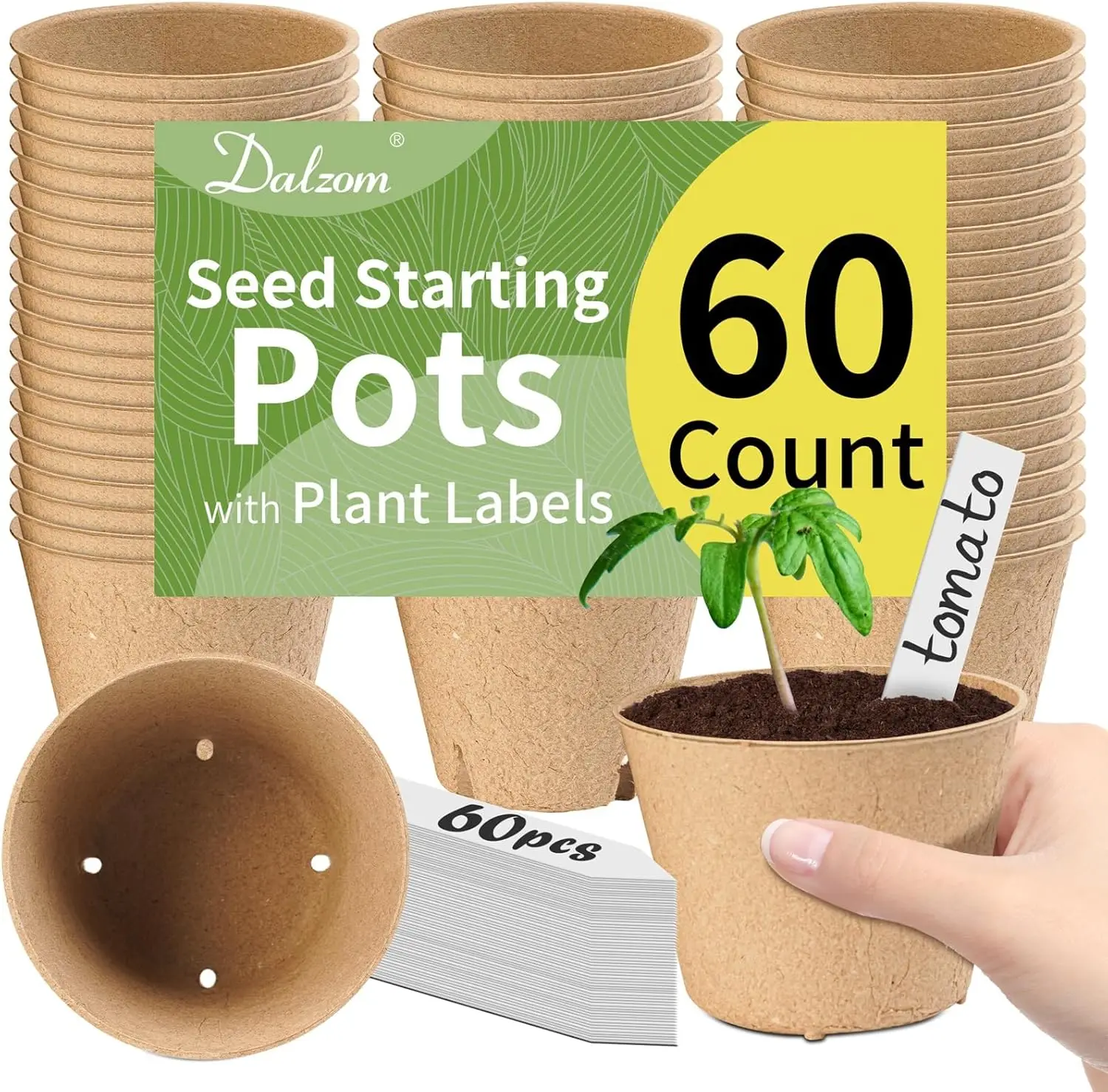 60 Biodegradable 4" Peat Pots with Plant Labels, Seed Starting Trays with Drainage Holes for Garden
60 Biodegradable 4" Peat Pots with Plant Labels, Seed Starting Trays with Drainage Holes for Garden