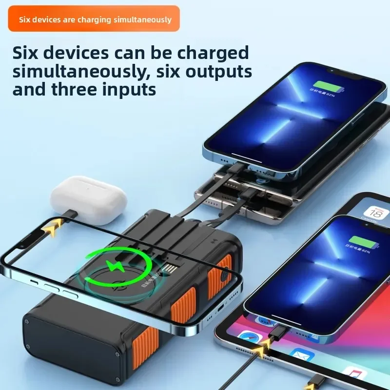 5V 30000mAh Portable Solar Power Bank with Built-in Quad Wireless Charging and Dual Bright LED Lights for Smartphones
5V 30000mAh Portable Solar Power Bank with Built-in Quad Wireless Charging and Dual Bright LED Lights for Smartphones