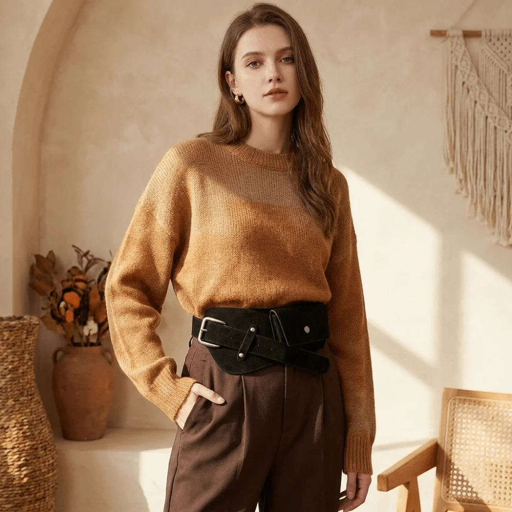 Vintage PU Pin Buckle Waistband Wide Alloy Maillard Waist Belt Versatile Luxury Suede Waist Bag Belt Women
Vintage PU Pin Buckle Waistband Wide Alloy Maillard Waist Belt Versatile Luxury Suede Waist Bag Belt Women