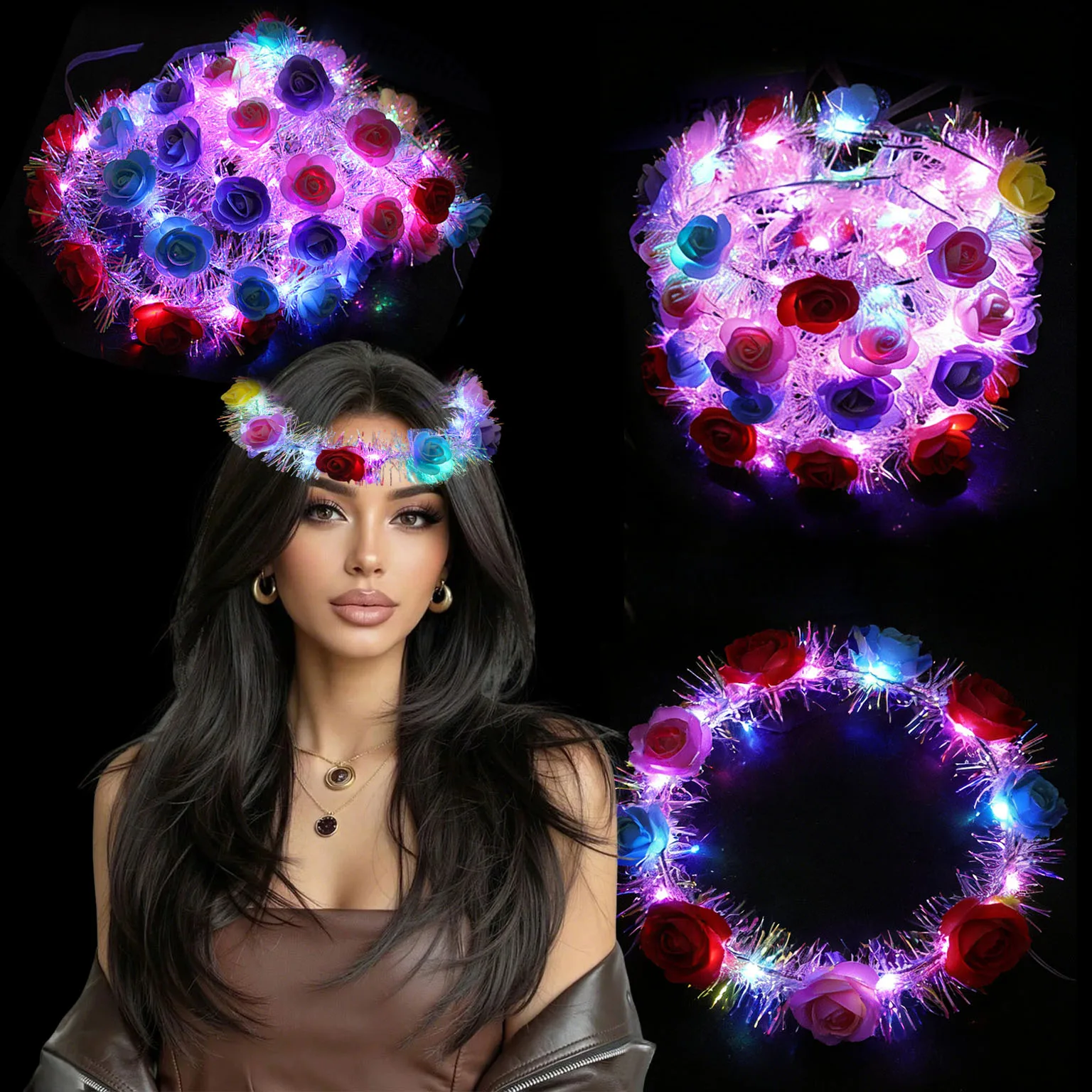 Набор из 30 разноцветных светящихся светодиодных гирлянд-цветов: корона, головной убор, светящееся украшение для праздника, светящаяся гирлянда-цветок
Набор из 30 разноцветных светящихся светодиодных гирлянд-цветов: корона, головной убор, светящееся украшение для праздника, светящаяся гирлянда-цветок