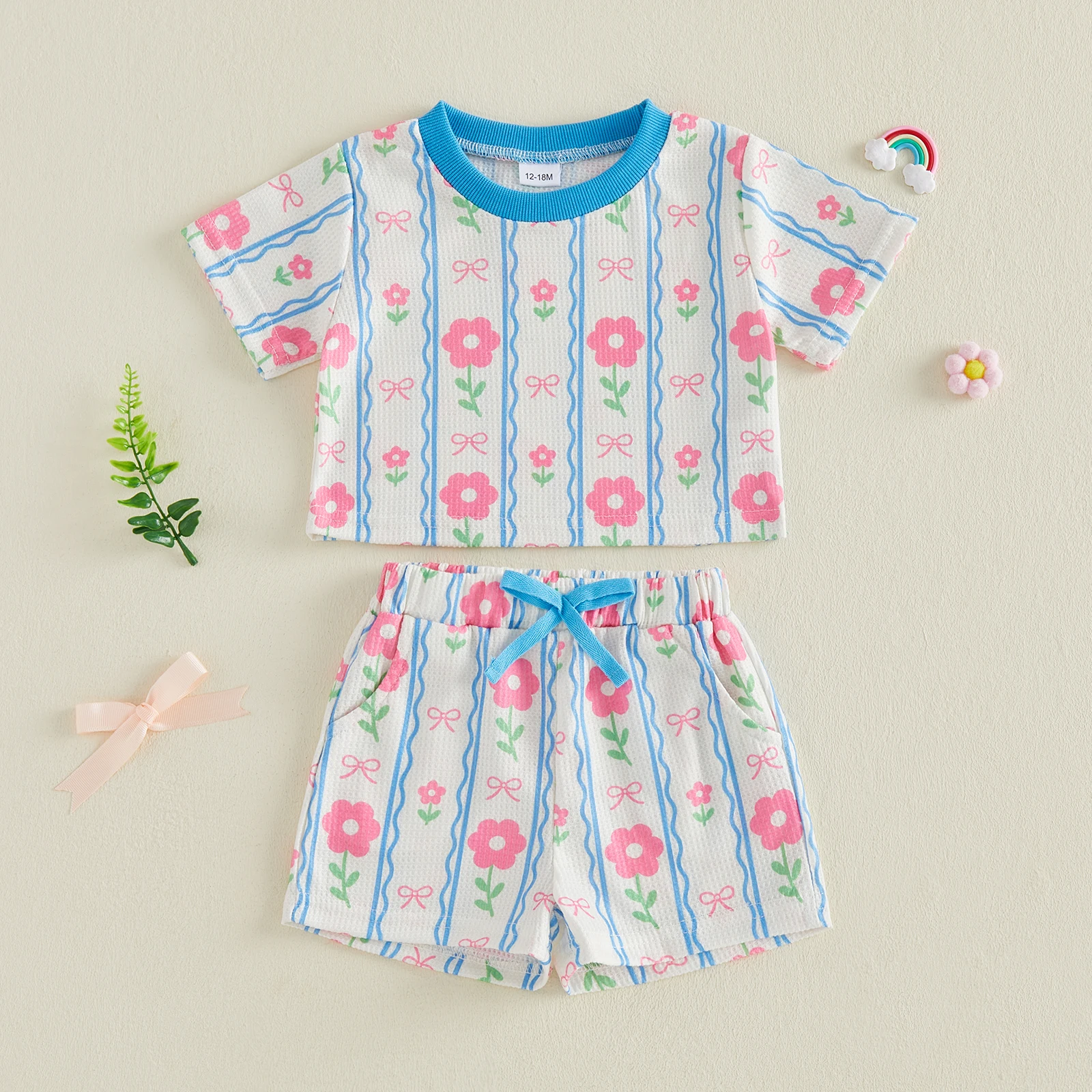 Летняя одежда для маленьких девочек, комплекты одежды с короткими рукавами и круглым вырезом, футболки с цветочным принтом, шорты с эластичной резинкой на талии, пляжная одежда
Летняя одежда для маленьких девочек, комплекты одежды с короткими рукавами и круглым вырезом, футболки с цветочным принтом, шорты с эластичной резинкой на талии, пляжная одежда