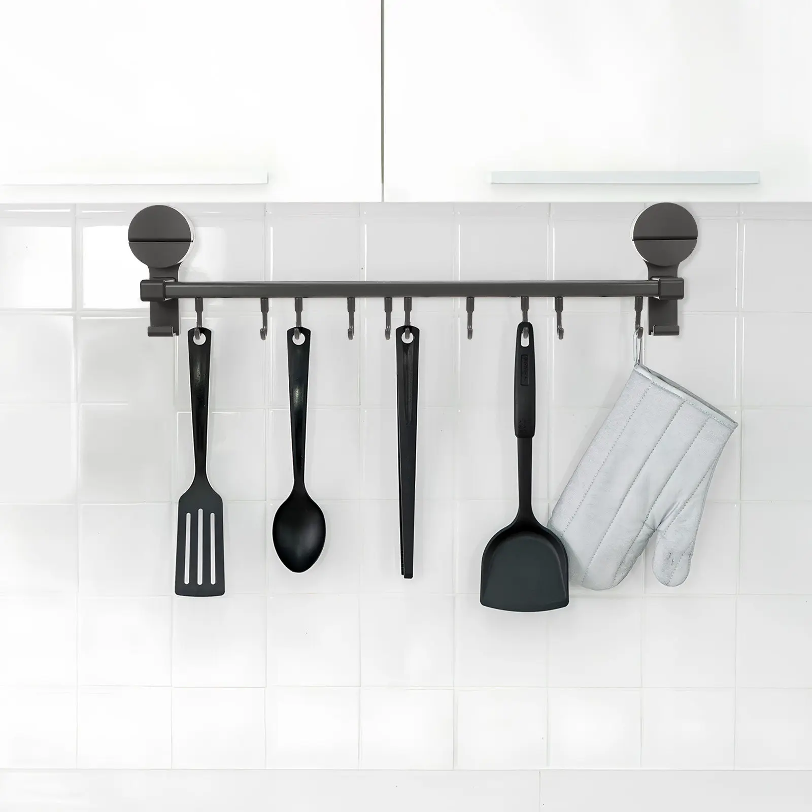 10 Hook Kitchen Utensil Rack Modern Suction Cup Wall Hanger No Drill Installation Sliding Rail for Utensils Towels Spoons Mugs
10 Hook Kitchen Utensil Rack Modern Suction Cup Wall Hanger No Drill Installation Sliding Rail for Utensils Towels Spoons Mugs