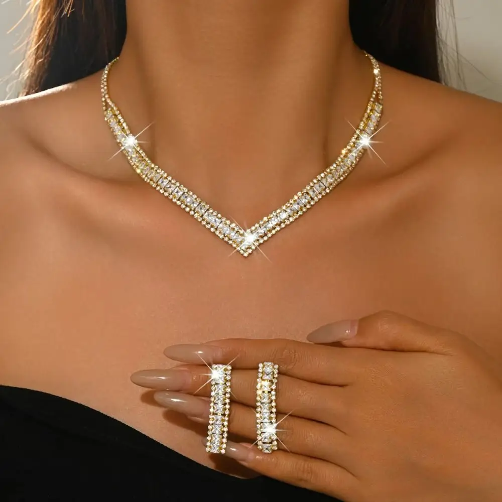 Bridal Rhinestone Bracelet Crystal Jewelry Set Shining Exquisite Earrings Luxury Diamond Necklace Women
Bridal Rhinestone Bracelet Crystal Jewelry Set Shining Exquisite Earrings Luxury Diamond Necklace Women