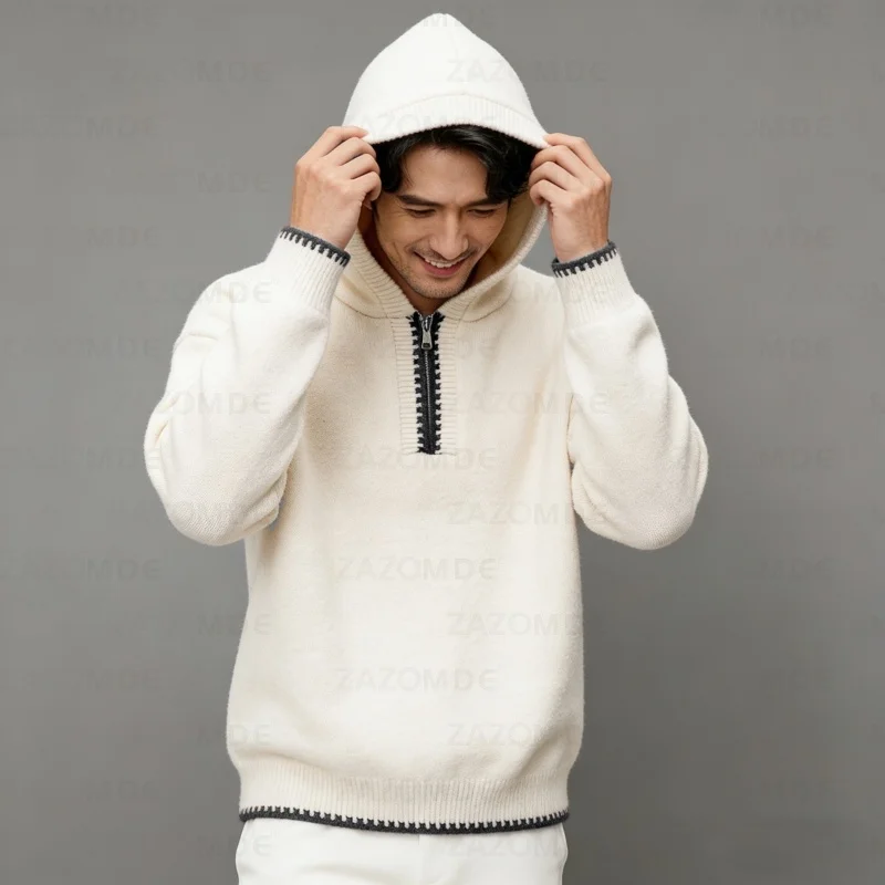 ZAZOMDE Modern Business Casual Hooded Sweater Pullovers Men Solid Color Long Sleeve Knit Pullover Office Work Wear Simple Style
ZAZOMDE Modern Business Casual Hooded Sweater Pullovers Men Solid Color Long Sleeve Knit Pullover Office Work Wear Simple Style