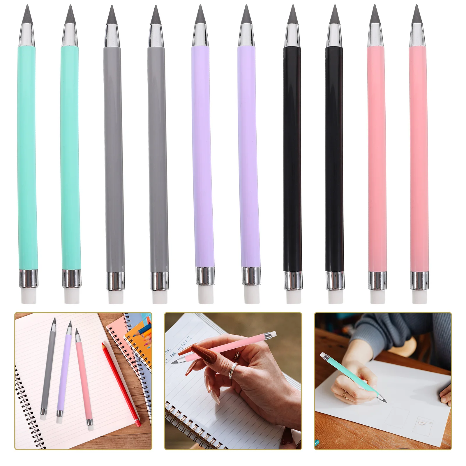 10pcs Inkless Everlasting Pencils Lead Free Sketch Drawing Pink Green Black Purple Gray Aesthetic Reusable Drafting Supplies
10pcs Inkless Everlasting Pencils Lead Free Sketch Drawing Pink Green Black Purple Gray Aesthetic Reusable Drafting Supplies