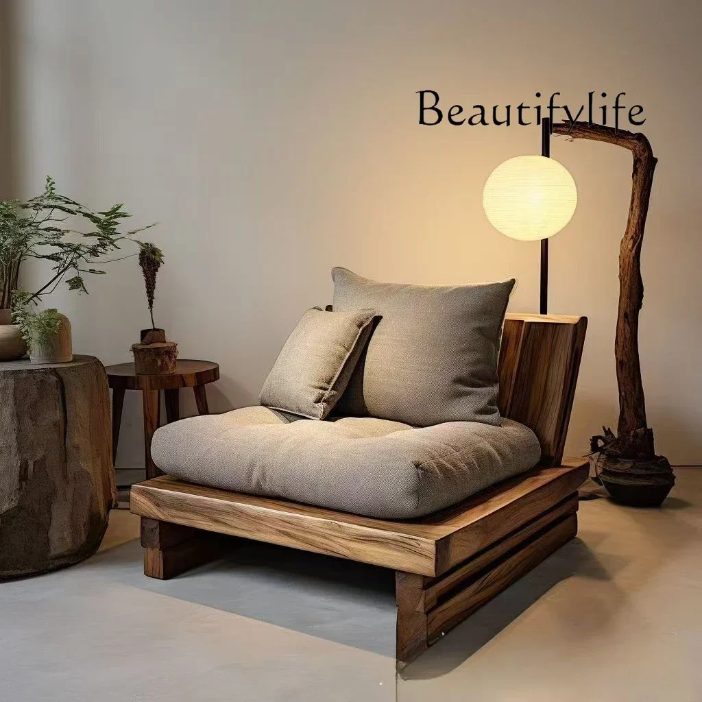 N Old elm seat solid wood floor backrest sofa tatami elm recliner single backrest casual
N Old elm seat solid wood floor backrest sofa tatami elm recliner single backrest casual