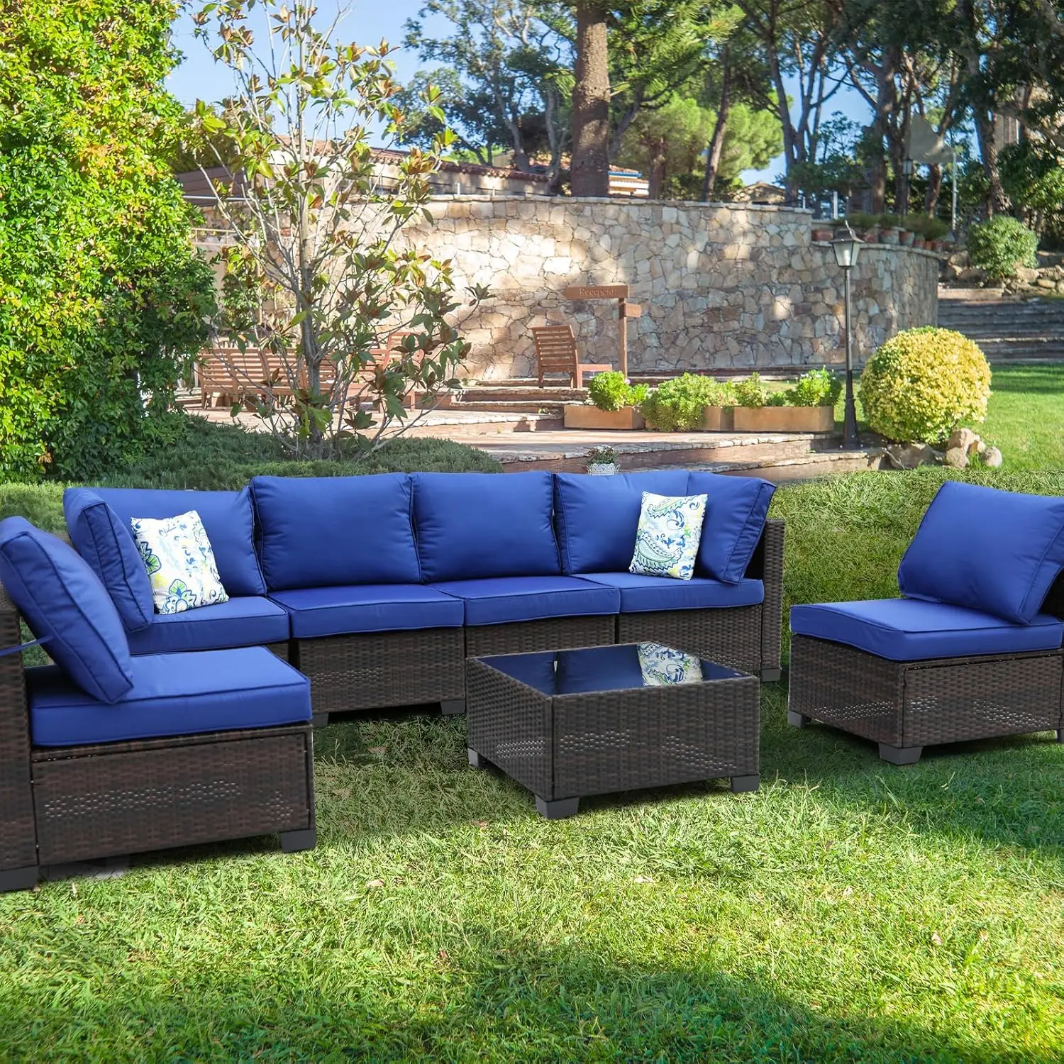 7pc All Weather PE Rattan Patio Sectional Sofa Set Anti Slip Cushion Pillow Garden Lawn Deck Customized
7pc All Weather PE Rattan Patio Sectional Sofa Set Anti Slip Cushion Pillow Garden Lawn Deck Customized