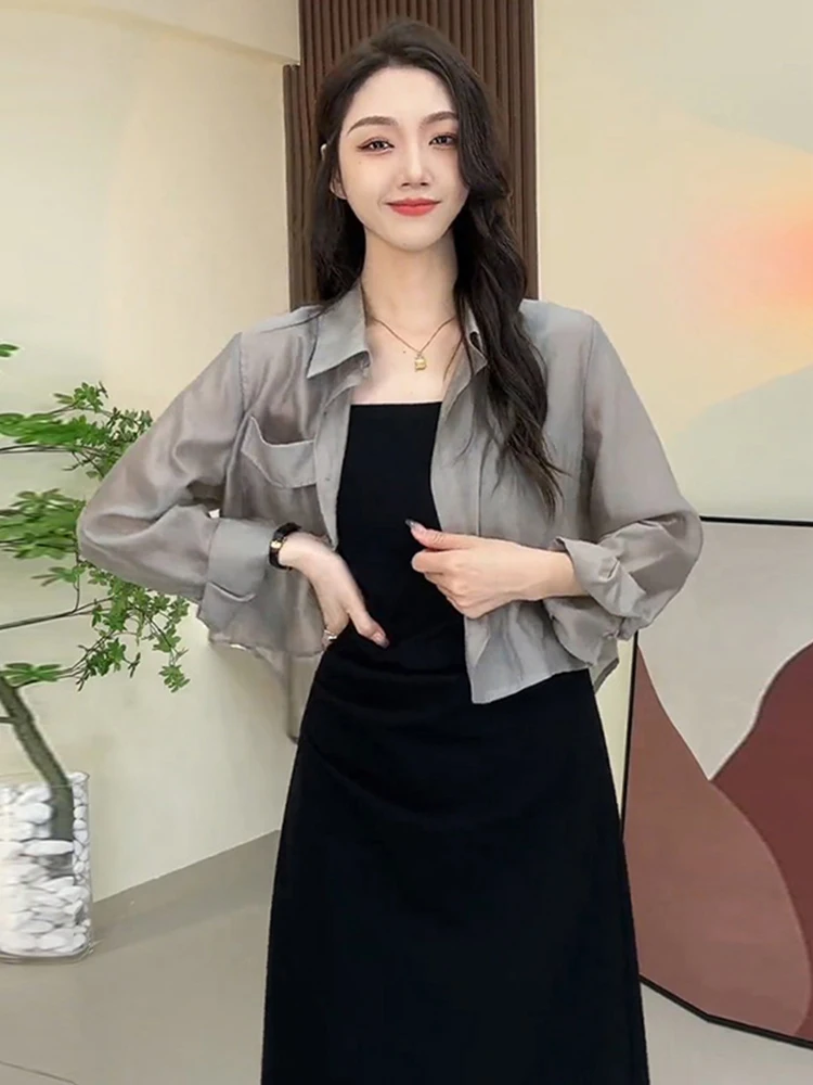 Gray Short Sleeve Sun Protection Ice Silk Women's Shirt Summer Thin Outerwear Cardigan Dress Cover up Casual Loose Fit
Gray Short Sleeve Sun Protection Ice Silk Women's Shirt Summer Thin Outerwear Cardigan Dress Cover up Casual Loose Fit