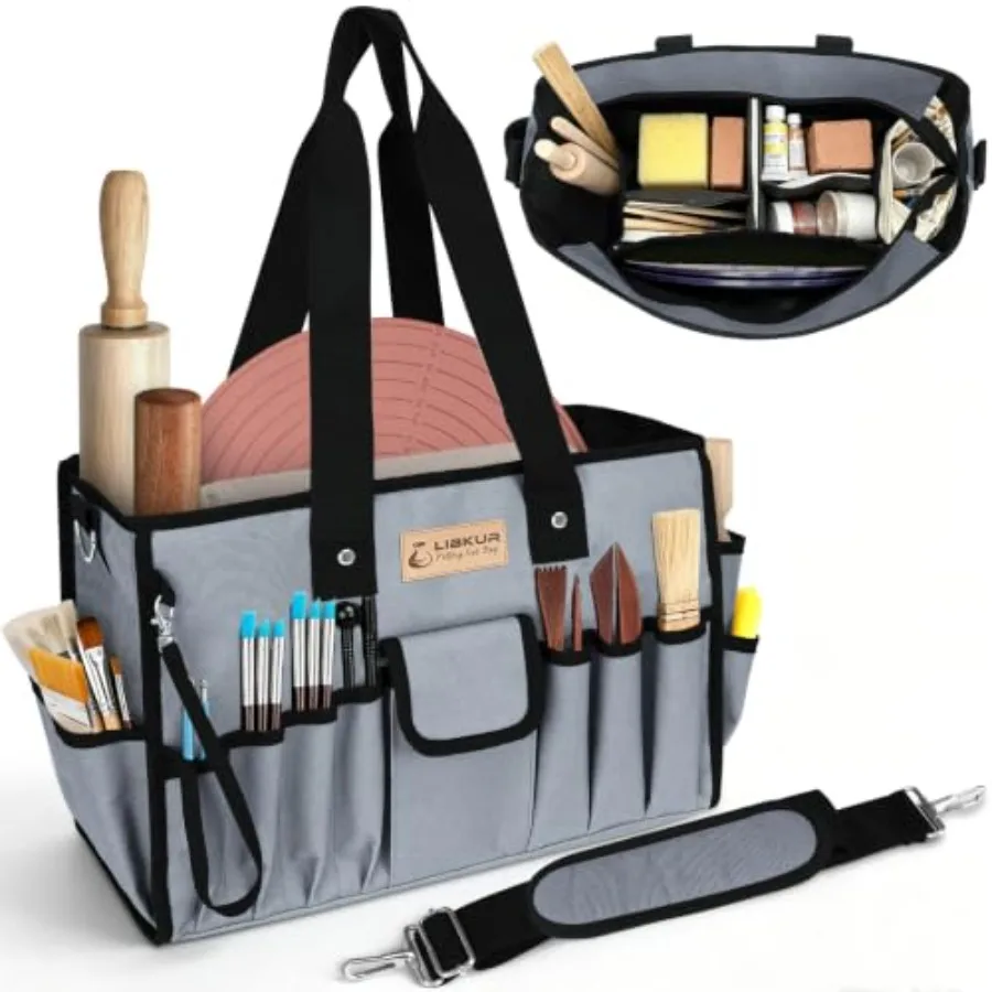 LIBKUR Pottery Tool Bag, 21-Pocket Art Supply Tote for Clay Sculpting Tools Upgrade Adjustable Thickened Shoulder Strap, Portab
LIBKUR Pottery Tool Bag, 21-Pocket Art Supply Tote for Clay Sculpting Tools Upgrade Adjustable Thickened Shoulder Strap, Portab