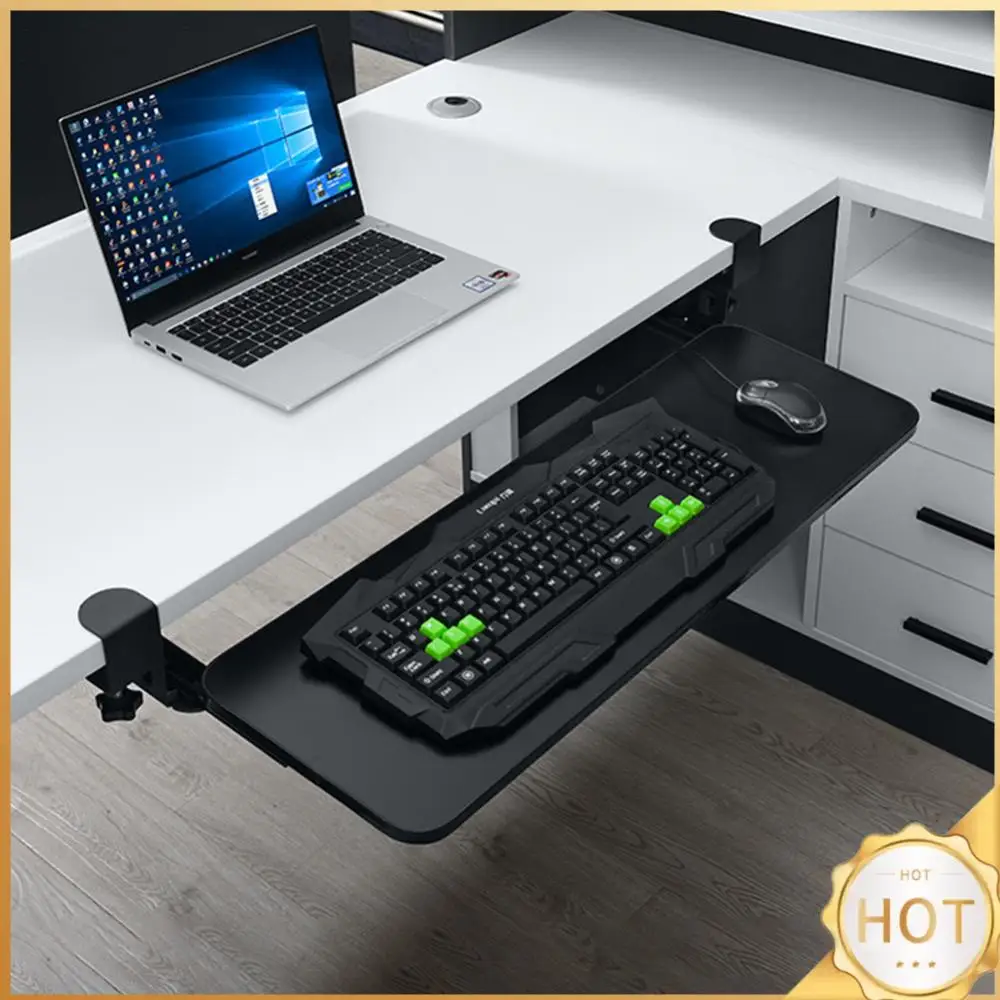 Slide-out Keyboard Holder with C Clamp Mount Computer Keyboard & Mouse Tray Height Adjustable Slide-Out Platform Computer Drawer