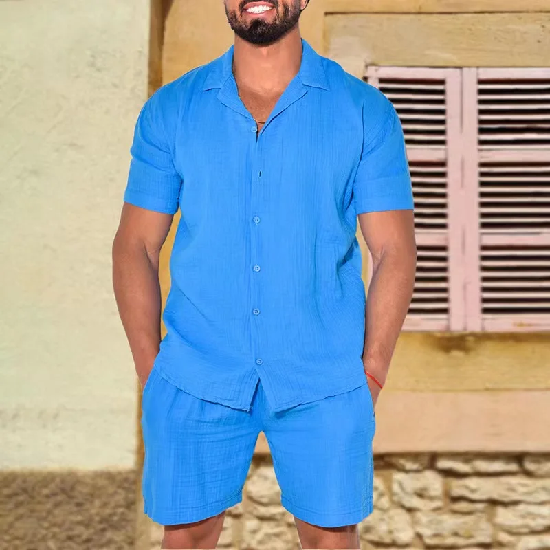Spring Summer Men Suit Simple Short-sleeve Shirts and Shorts Solid Two-piece Set Oversized Loose Linen Clothing Men's Outfits
Spring Summer Men Suit Simple Short-sleeve Shirts and Shorts Solid Two-piece Set Oversized Loose Linen Clothing Men's Outfits