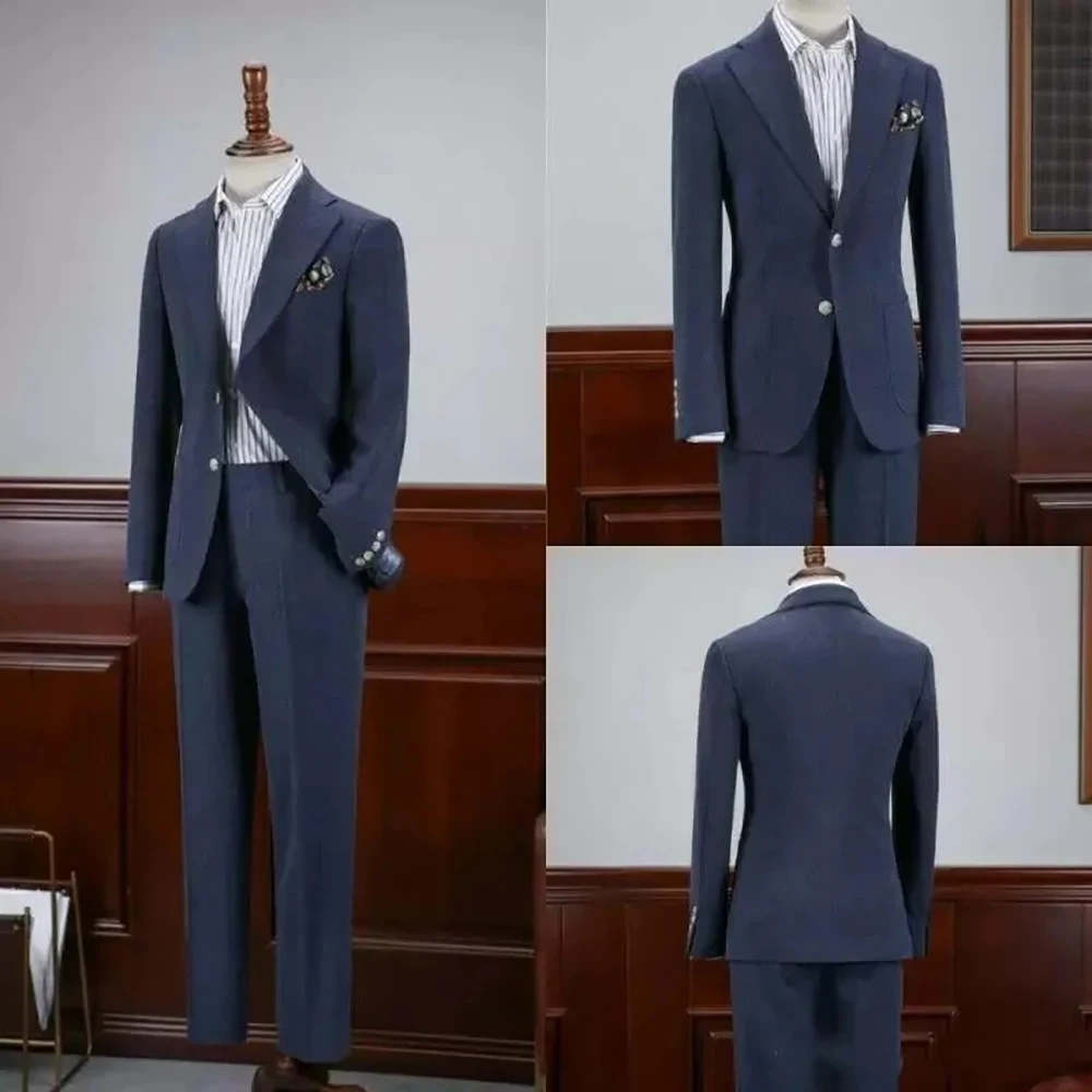 High Quality Men's Suits Navy Blue Notch Lapel Single Breasted 2 Piece Jacket Pants Slim FIt Business Outfits Custom Made 2024
High Quality Men's Suits Navy Blue Notch Lapel Single Breasted 2 Piece Jacket Pants Slim FIt Business Outfits Custom Made 2024