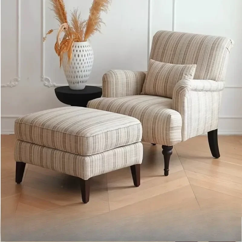 American retro tiger chair French simple striped high backrest cotton and linen fabric single sofa chair
American retro tiger chair French simple striped high backrest cotton and linen fabric single sofa chair