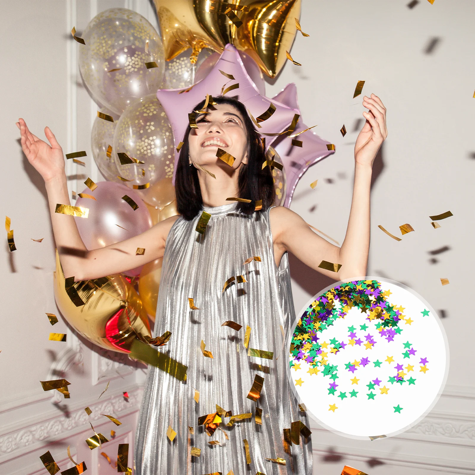 60g Star Plastic Confetti For Packaging Confetti 6mm Golden Purple Green Mix Bulk Party Wedding Decorations Balloon Filling
60g Star Plastic Confetti For Packaging Confetti 6mm Golden Purple Green Mix Bulk Party Wedding Decorations Balloon Filling