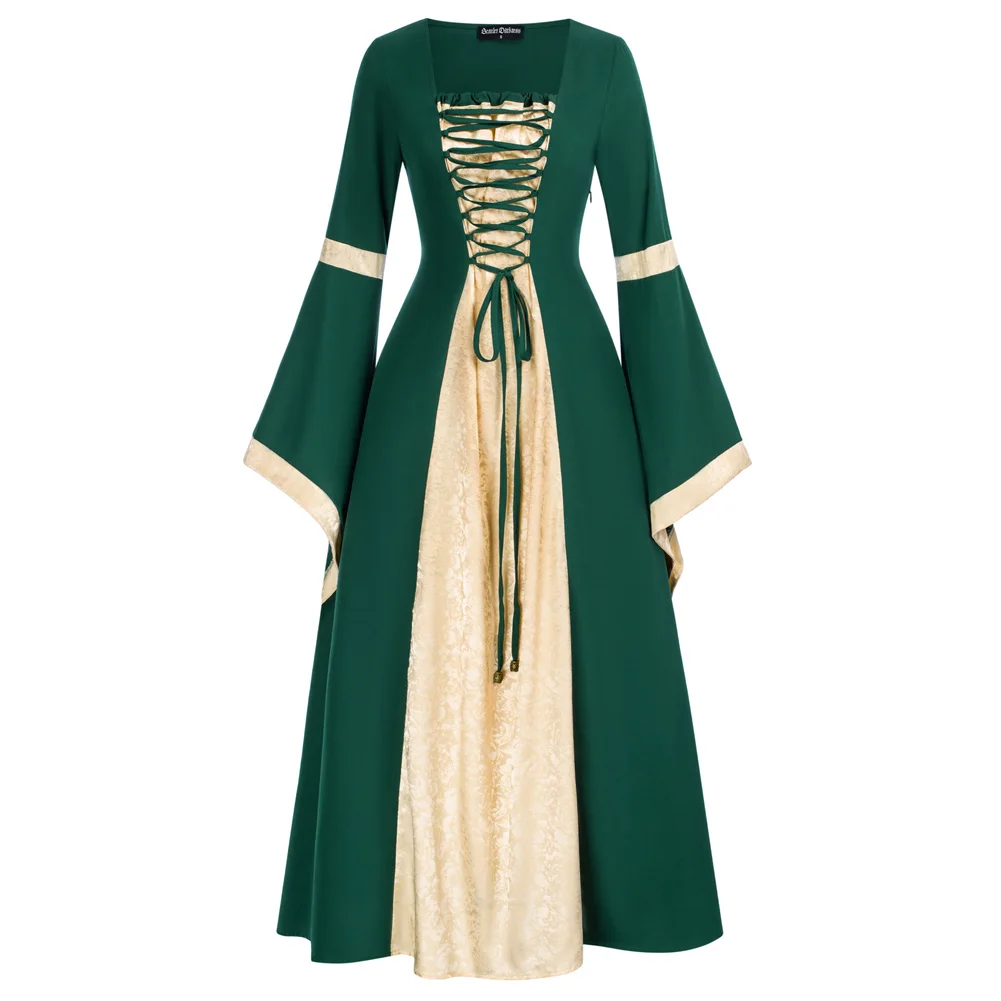 SD Women Renaissance Contrast Color Dress Long Sleeve Square Neck A-Line Dress Faire Costume Medieval Irish Dress For Cosplay A3
SD Women Renaissance Contrast Color Dress Long Sleeve Square Neck A-Line Dress Faire Costume Medieval Irish Dress For Cosplay A3