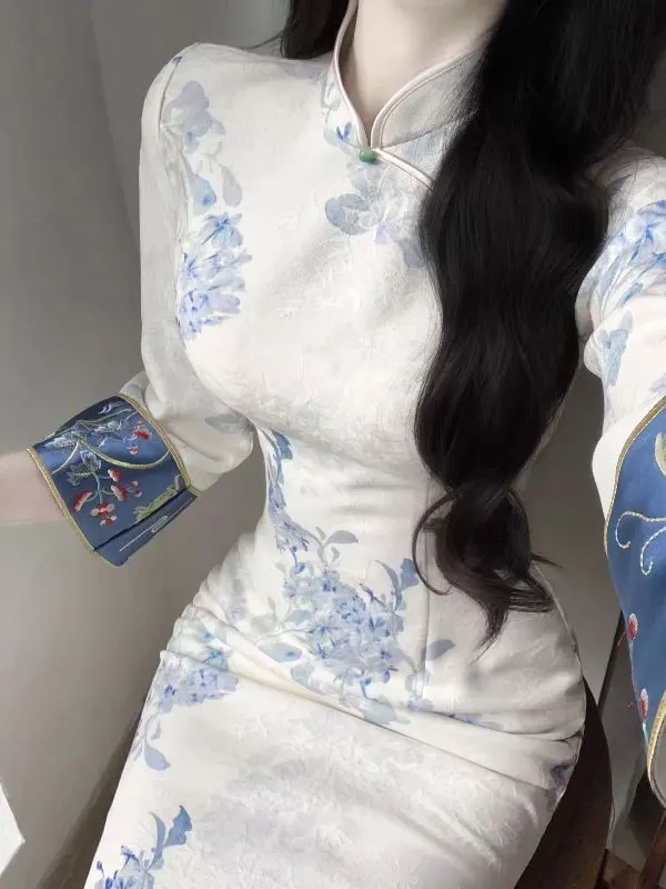 Новое китайское элегантное платье-ципао с принтом, приталенное, длинное, с запахом, для зимы, модное, женское, для работы, свиданий, вечеринок
Новое китайское элегантное платье-ципао с принтом, приталенное, длинное, с запахом, для зимы, модное, женское, для работы, свиданий, вечеринок