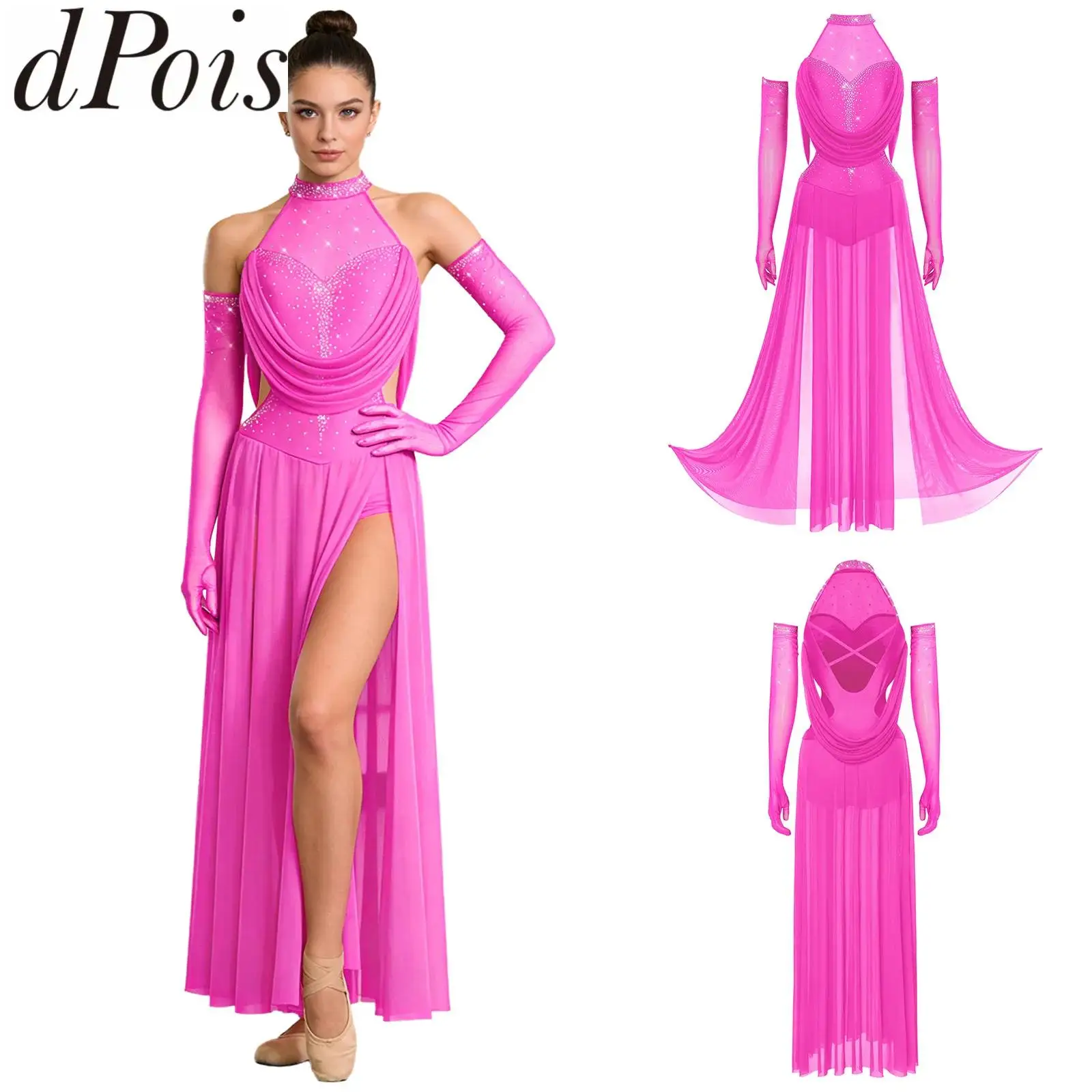 Women Lyrical Modern Dance Set for Tango Samba Jazz Performance Costume Rhinestones Leotard Mesh Bodysuit Dress +Gloves Outfits
Women Lyrical Modern Dance Set for Tango Samba Jazz Performance Costume Rhinestones Leotard Mesh Bodysuit Dress +Gloves Outfits