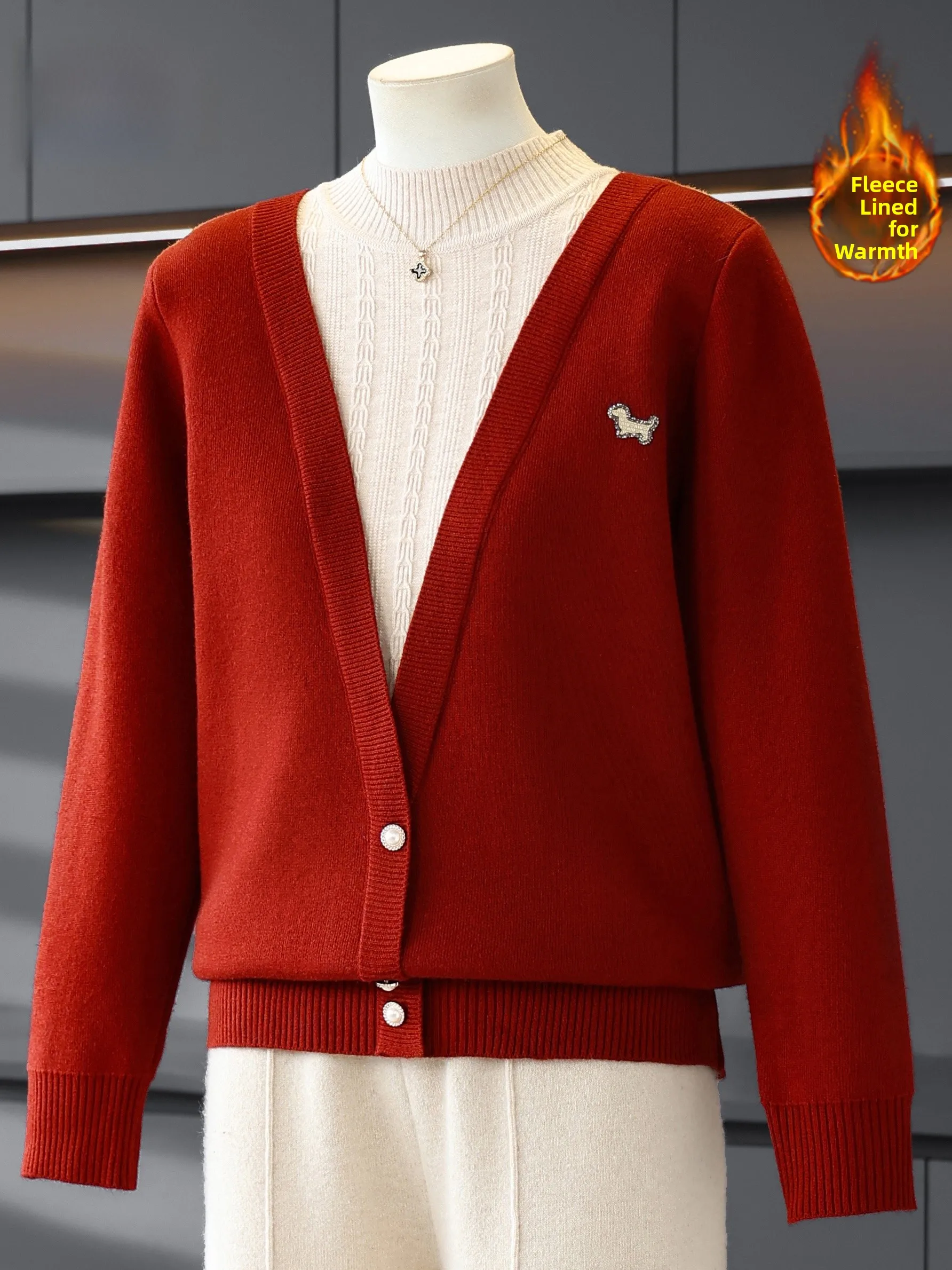 Thiened Fce Warm Knitted Sweater Coat for Middle-Aged And ly Women Casual Sle Loose Fit Regular Sve Pure Color
Thiened Fce Warm Knitted Sweater Coat for Middle-Aged And ly Women Casual Sle Loose Fit Regular Sve Pure Color