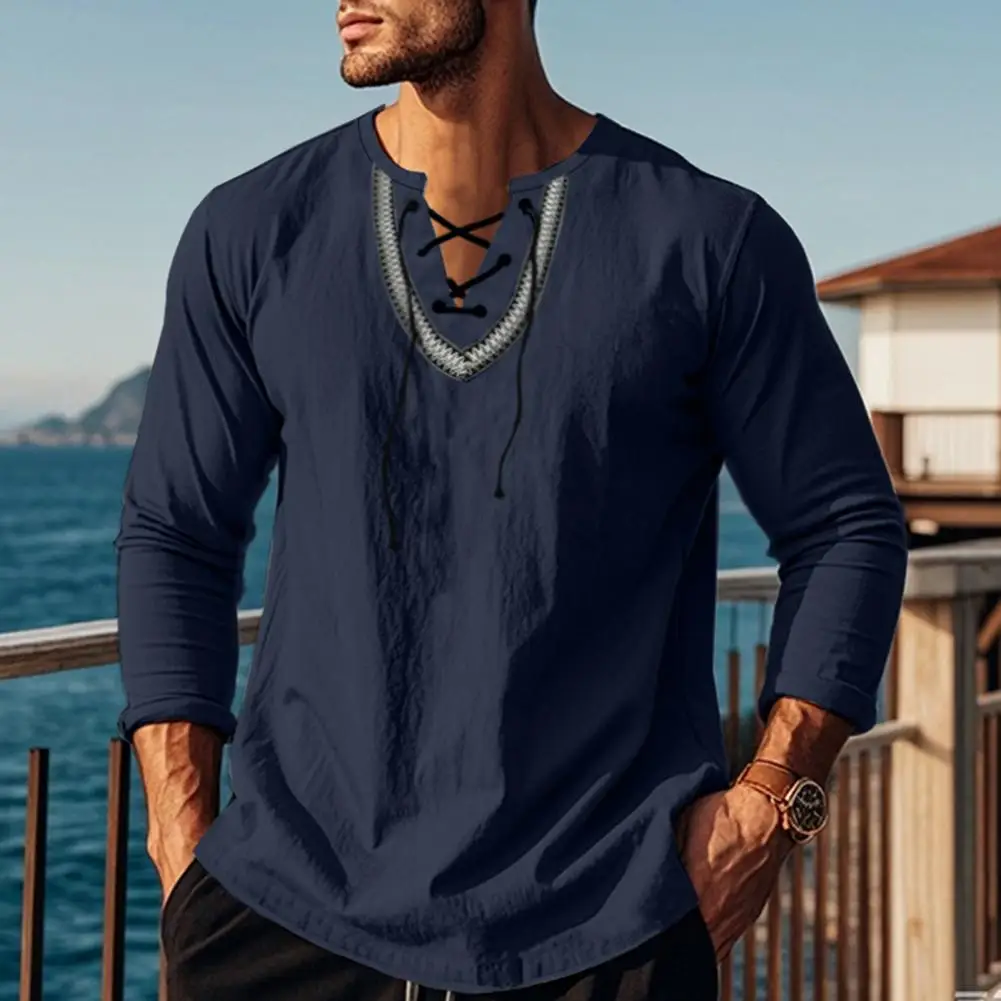 2025 New Men's Cotton Shirt Lace-up V Neck Loose Fit Long Sleeves Shirt Vintage Boho Breathable Men Sweatshirt Top
2025 New Men's Cotton Shirt Lace-up V Neck Loose Fit Long Sleeves Shirt Vintage Boho Breathable Men Sweatshirt Top