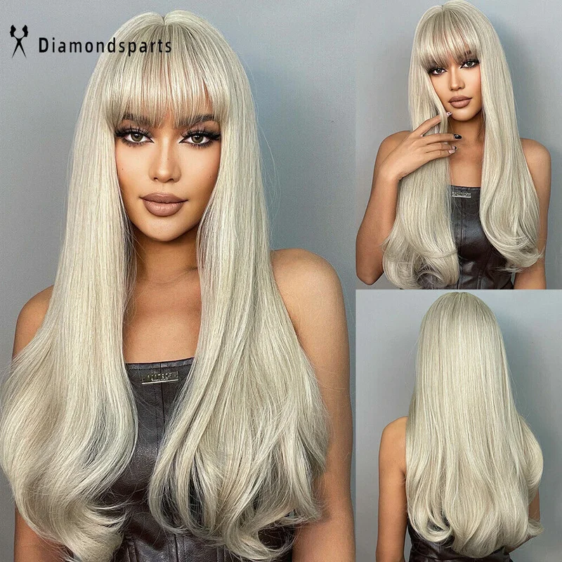 Платиновые светлые парики из волос с челкой для женщин, длинный волнистый парик, повседневная мода
Платиновые светлые парики из волос с челкой для женщин, длинный волнистый парик, повседневная мода