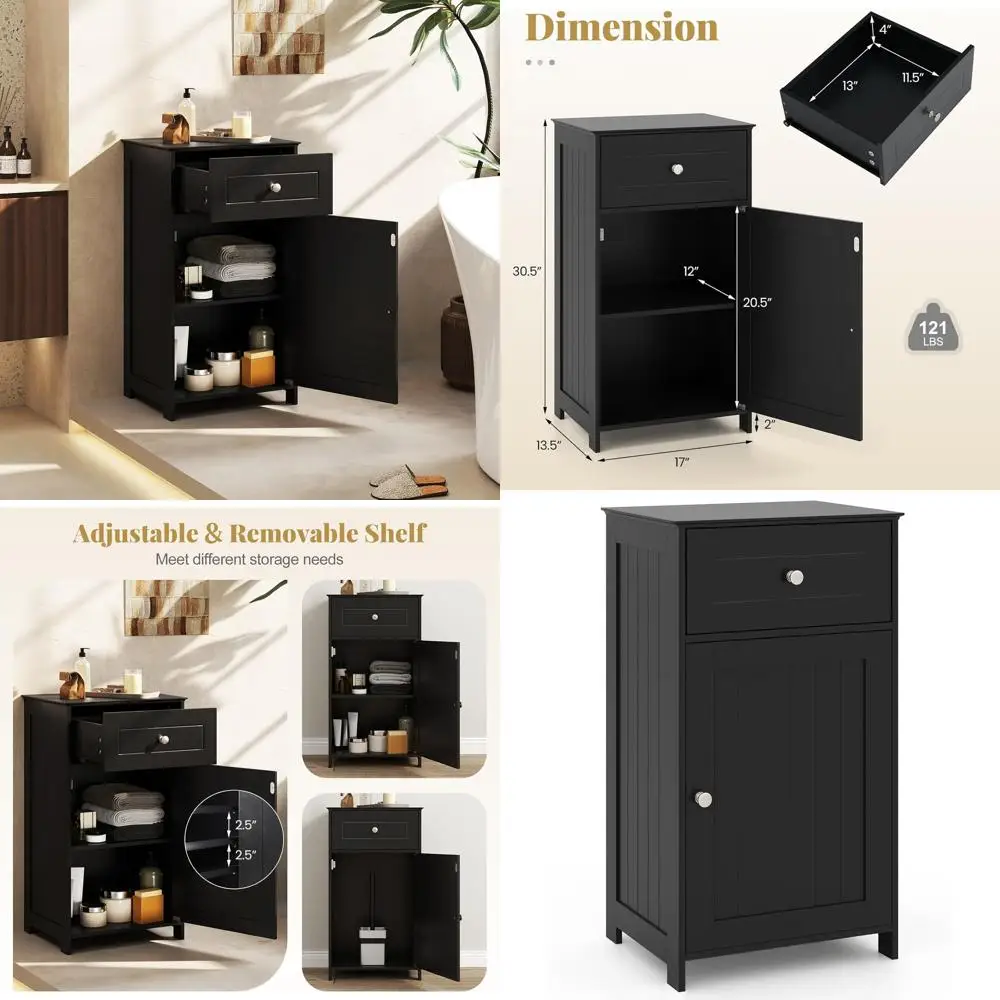 Freestanding Bathroom Storage Cabinet with Drawer, Door, Adjustable Shelves, Anti-Tipping, Organizer for Multi-Room Use in White
Freestanding Bathroom Storage Cabinet with Drawer, Door, Adjustable Shelves, Anti-Tipping, Organizer for Multi-Room Use in White
