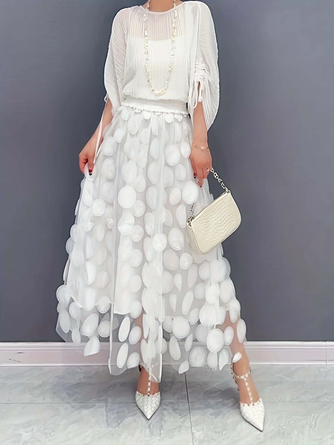 Women Polka Dot 3D Design Tulle Mesh Skirt Retro Elastic Waist Length A-line Drawing Skirt Beach Party Street Fashion Dress
Women Polka Dot 3D Design Tulle Mesh Skirt Retro Elastic Waist Length A-line Drawing Skirt Beach Party Street Fashion Dress