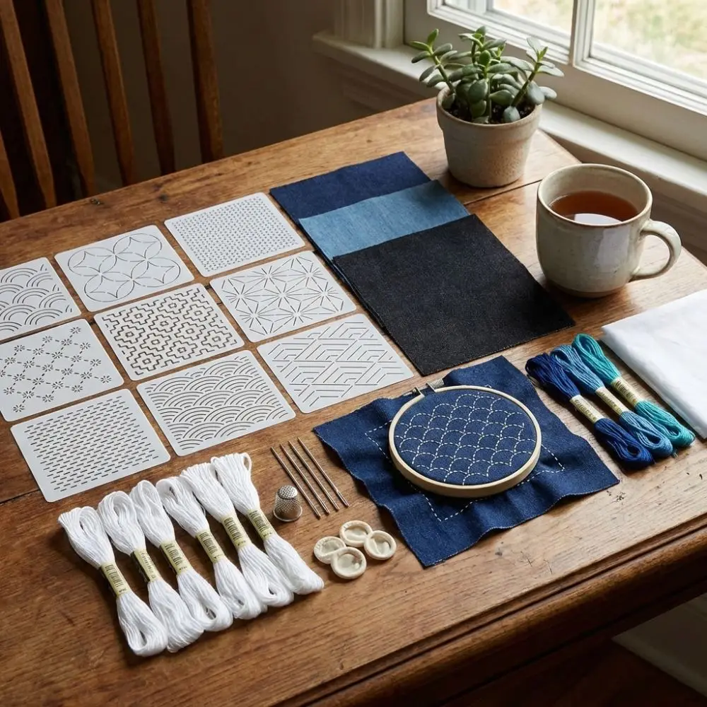 45pcs Geometric Pattern Sashiko Stencil Kit Reusable PET Sashiko Thread Kit DIY Handmade Embroidery Stencil Mending Supplies
45pcs Geometric Pattern Sashiko Stencil Kit Reusable PET Sashiko Thread Kit DIY Handmade Embroidery Stencil Mending Supplies