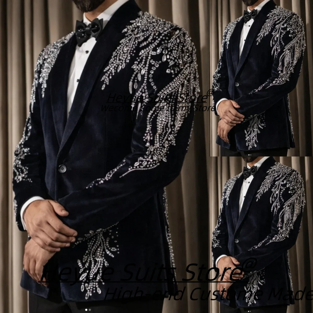 Роскошные мужские костюмы из черного бархата с бисерной отделкой, индивидуальный пошив, для торжественных мероприятий, комплект из 2 предметов, мужские пиджаки для вечеринок, с шалевым воротником, костюм Homme
Роскошные мужские костюмы из черного бархата с бисерной отделкой, индивидуальный пошив, для торжественных мероприятий, комплект из 2 предметов, мужские пиджаки для вечеринок, с шалевым воротником, костюм Homme
