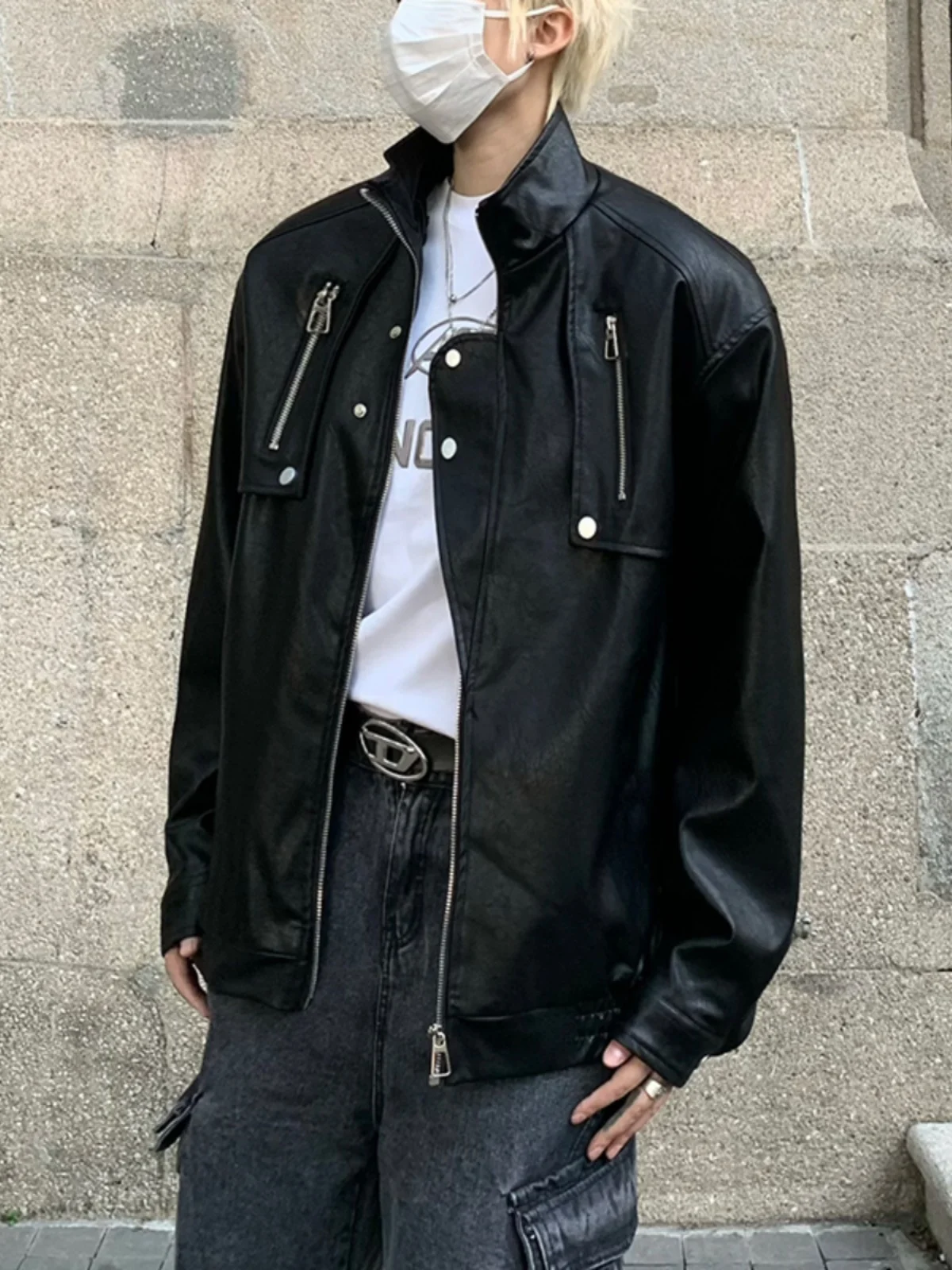 Sli Men's PU Leather Jaet Spring Season Motorcycle Riding Clothes Stand Collar Workwear Pilot Jaet Trendy Design
Sli Men's PU Leather Jaet Spring Season Motorcycle Riding Clothes Stand Collar Workwear Pilot Jaet Trendy Design