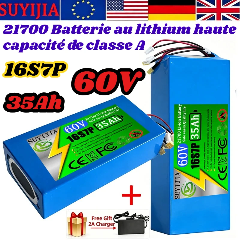 New 60V 35Ah 20Ah 10Ah 0-2500W 21700 16S7P lithium-ion battery pack high-power electric tool with built-in BMS+67.2V charger EU
New 60V 35Ah 20Ah 10Ah 0-2500W 21700 16S7P lithium-ion battery pack high-power electric tool with built-in BMS+67.2V charger EU