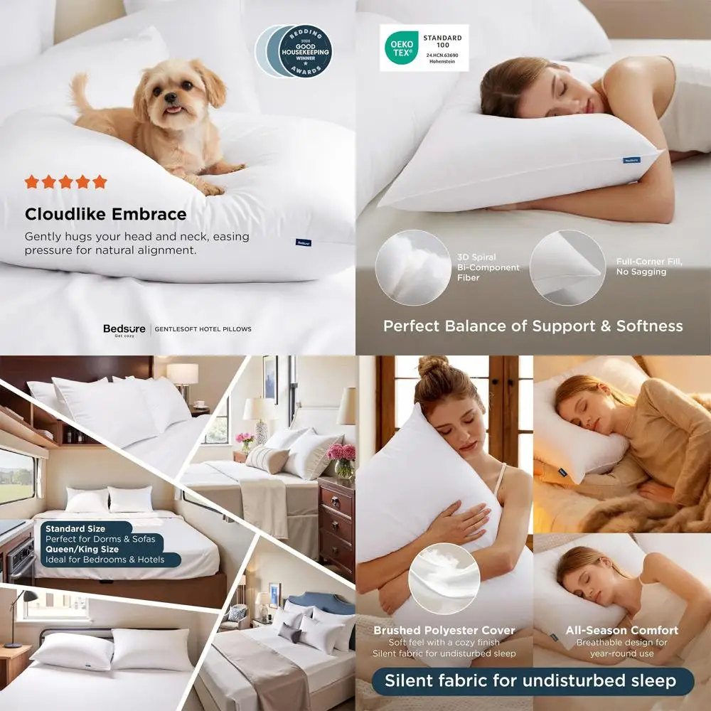 4-Pack King Pillows for Superior Sleep, Soft & Supportive, Hotel-Style Down Alternative Fill
4-Pack King Pillows for Superior Sleep, Soft & Supportive, Hotel-Style Down Alternative Fill