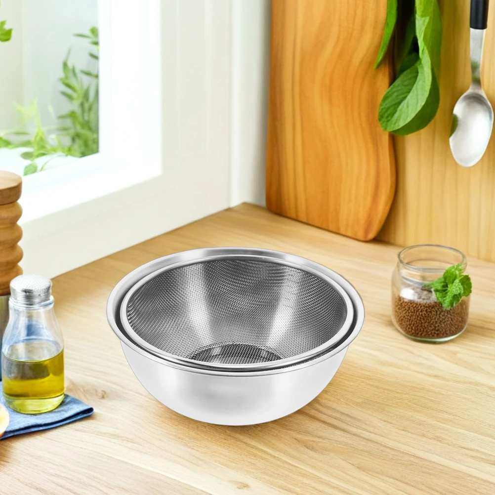 2pcs Stainless Steel Basin 24cm Kitchen Drainage Basket for Rice Washing Vegetable Fruit Multifunctional Strainer Bowl Set
2pcs Stainless Steel Basin 24cm Kitchen Drainage Basket for Rice Washing Vegetable Fruit Multifunctional Strainer Bowl Set
