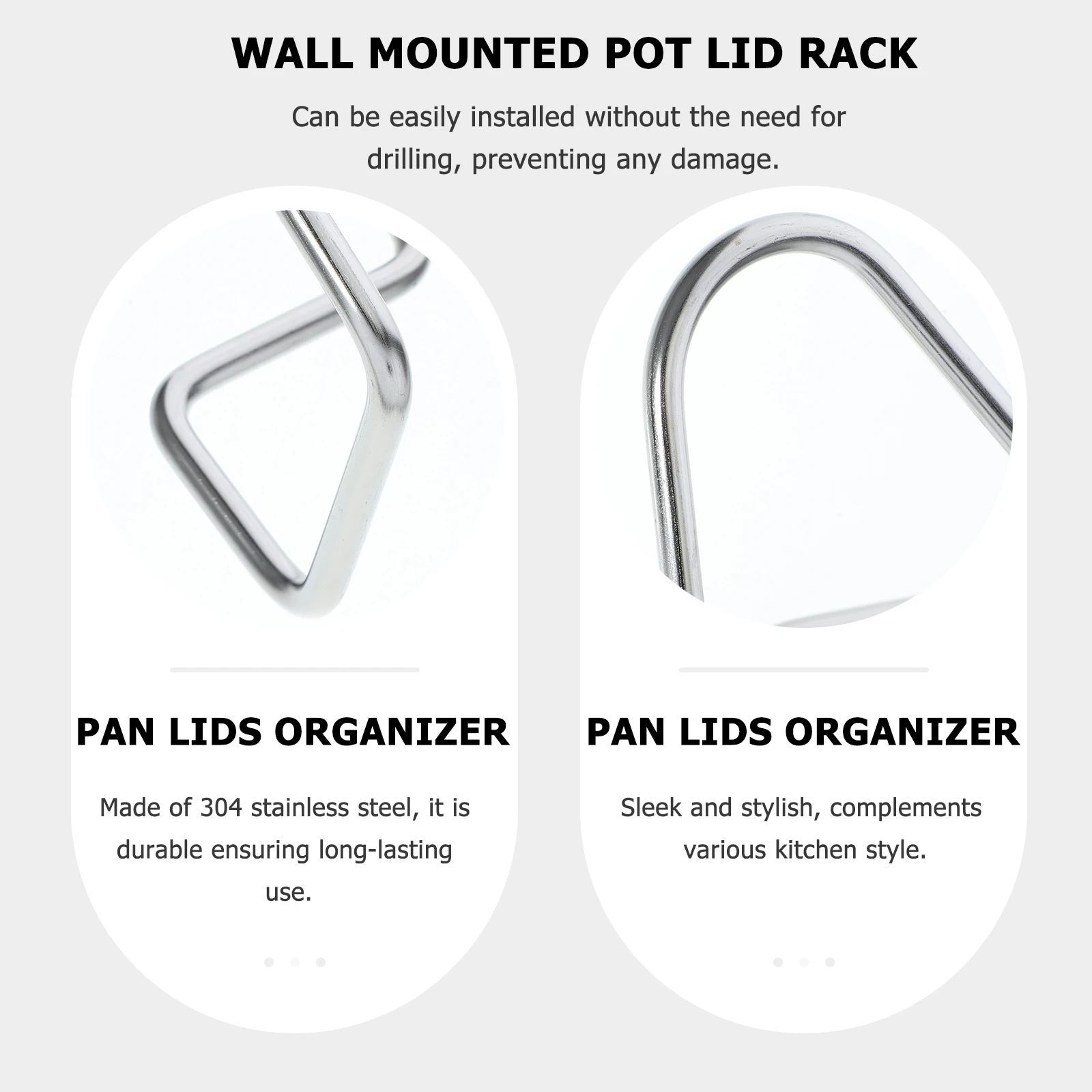 Portable 304 Stainless Steel Wall Mounted Pot Lid Rack Rust Resistant Kitchen Storage ganizer Without Drilling Sleek
Portable 304 Stainless Steel Wall Mounted Pot Lid Rack Rust Resistant Kitchen Storage ganizer Without Drilling Sleek
