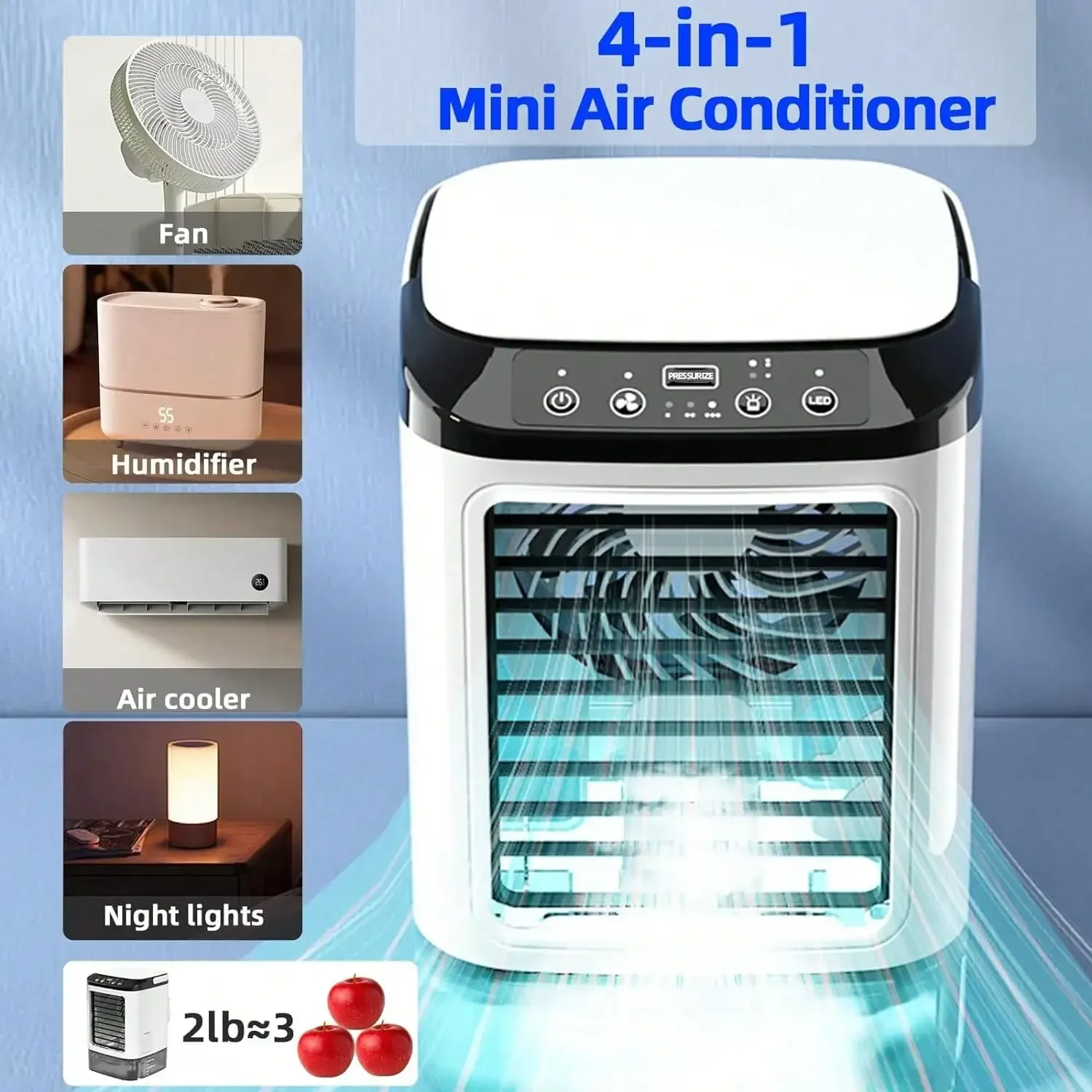 Summer 4-In-1 Portable USB Air Conditioner Humidifier With Cooling Fan, Personal Desktop Evaporative Cooler Humidifying Misting,
Summer 4-In-1 Portable USB Air Conditioner Humidifier With Cooling Fan, Personal Desktop Evaporative Cooler Humidifying Misting,