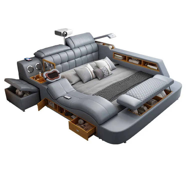 /Modern Smart Leather Upholstered King Size Storage Bed Multifunctional Massage Features Genuine Leather Upholstery Wooden Frame
/Modern Smart Leather Upholstered King Size Storage Bed Multifunctional Massage Features Genuine Leather Upholstery Wooden Frame