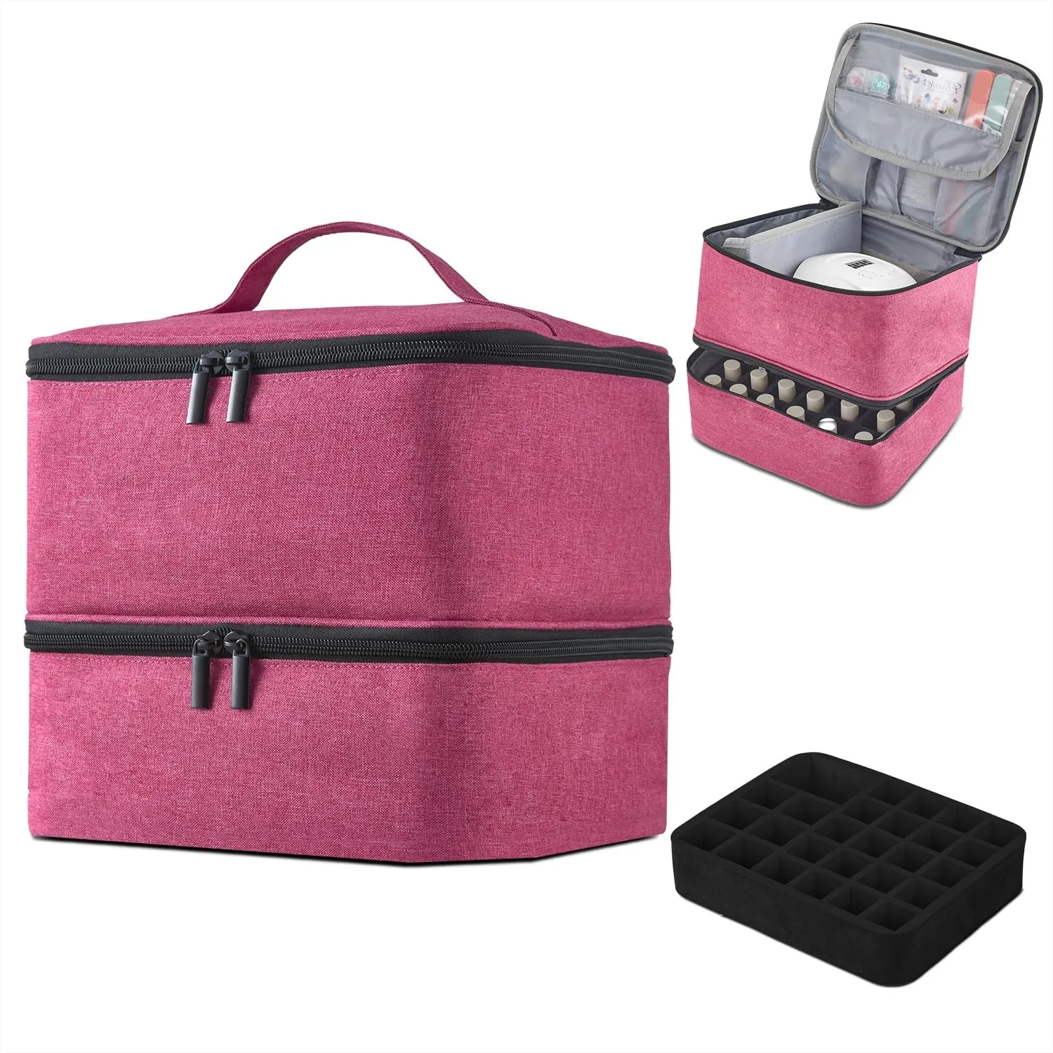 Double-Layer Nail Polish Organizer Bag, Holds 27 Bottles (15ML/0.5 FL.OZ or Larger), Nail Tools & Dryer Storage Case with
Double-Layer Nail Polish Organizer Bag, Holds 27 Bottles (15ML/0.5 FL.OZ or Larger), Nail Tools & Dryer Storage Case with