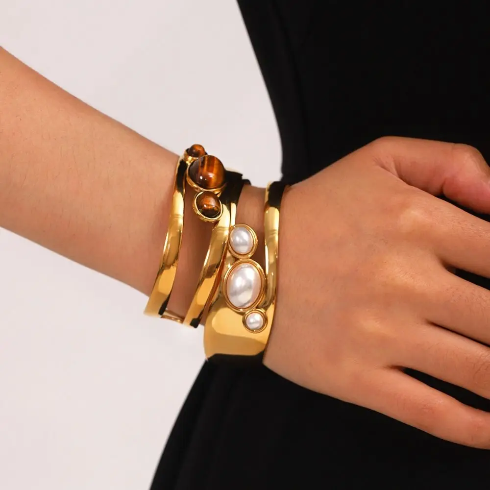 Trendy Stainless Steel Hollow Natural Stone Bracelet Adjustable Fashion Jewelry Tiger Eye Stone Bangle Luxury Open Bracelet Gift
Trendy Stainless Steel Hollow Natural Stone Bracelet Adjustable Fashion Jewelry Tiger Eye Stone Bangle Luxury Open Bracelet Gift