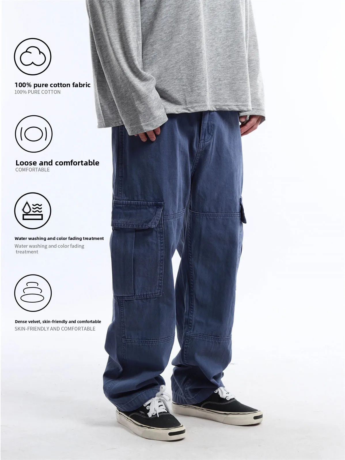 Vintage Japanese Style Pure Cotton Work Pants Men's Loose Casual Washed Wide Leg Jeans Casual Comfortable Unisex Trousers
Vintage Japanese Style Pure Cotton Work Pants Men's Loose Casual Washed Wide Leg Jeans Casual Comfortable Unisex Trousers