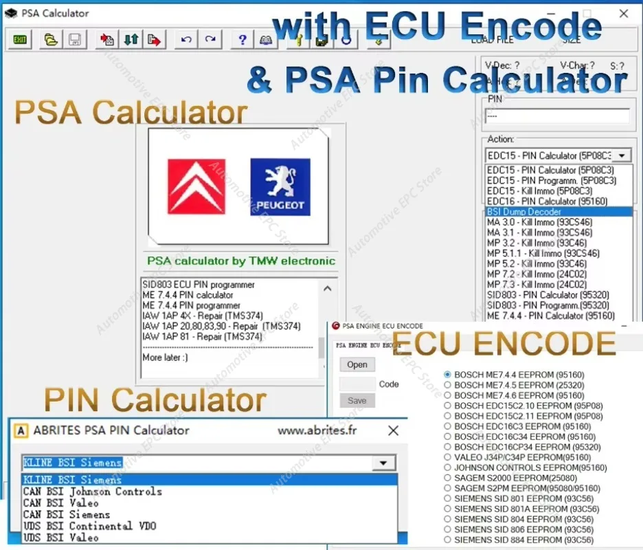 PSA Calculator V16.04.07 Программное обеспечение для PSA PIN-калькулятор PSA ДВИГАТЕЛЬ ЭБУ ENCODE 3 в 1, программное обеспечение для Citroen для Peugeot
PSA Calculator V16.04.07 Программное обеспечение для PSA PIN-калькулятор PSA ДВИГАТЕЛЬ ЭБУ ENCODE 3 в 1, программное обеспечение для Citroen для Peugeot
