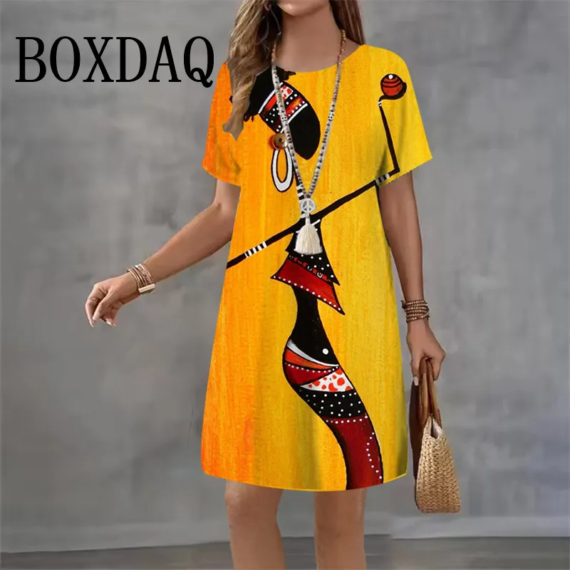Summer Women 3D Print Dress Elegant Woman Cowgirl African Vintage Short Sleeve Dresses Casual O-Neck Loose Short Dress 2025 New
Summer Women 3D Print Dress Elegant Woman Cowgirl African Vintage Short Sleeve Dresses Casual O-Neck Loose Short Dress 2025 New
