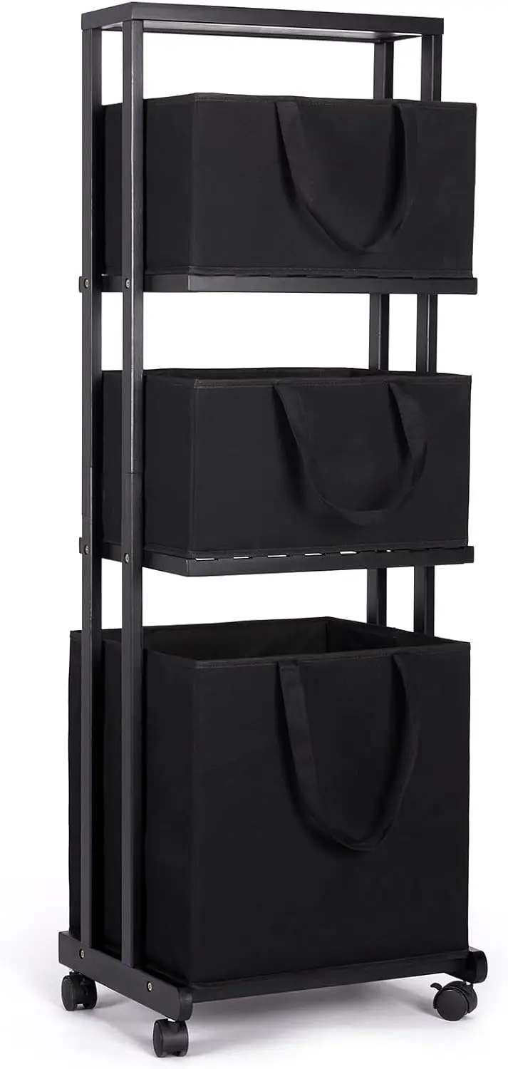 Laundry Basket Tier Bamboo Shelf with Wheels Removable Basket with Handle Freestanding Clothes Hamper Organizer for Bathroom
Laundry Basket Tier Bamboo Shelf with Wheels Removable Basket with Handle Freestanding Clothes Hamper Organizer for Bathroom