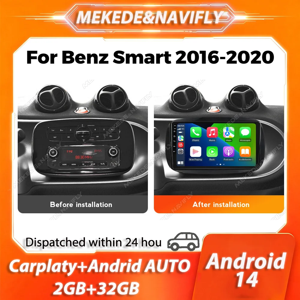 MEKEDE Carplay For Mercedes Benz Smart Fortwo 3 C453 A453 W453 2014-2020 Car Radio GPS autoradio Stereo Intelligent audio system
MEKEDE Carplay For Mercedes Benz Smart Fortwo 3 C453 A453 W453 2014-2020 Car Radio GPS autoradio Stereo Intelligent audio system