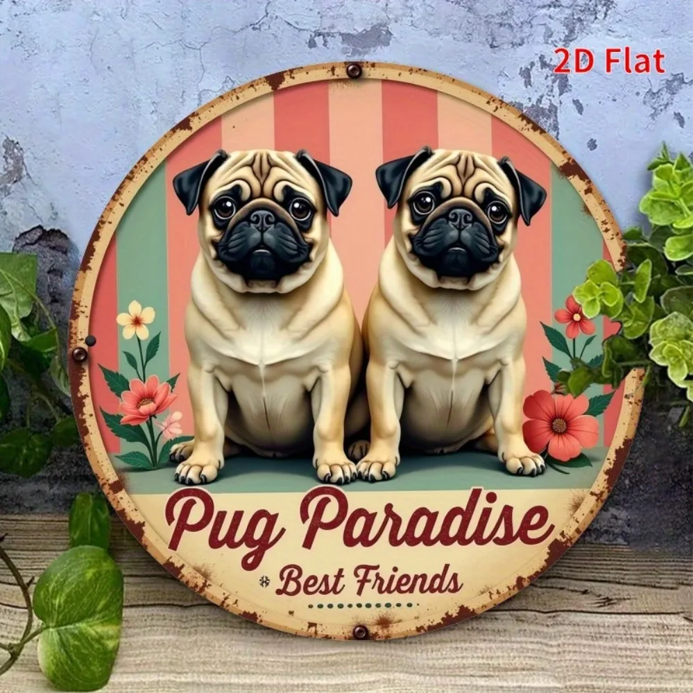 Rustic Decor with "PARADISE" Text, Featuring Realistic Pugs in Striped Outfit & Floral Design, Perfect for Home, Garden
Rustic Decor with "PARADISE" Text, Featuring Realistic Pugs in Striped Outfit & Floral Design, Perfect for Home, Garden