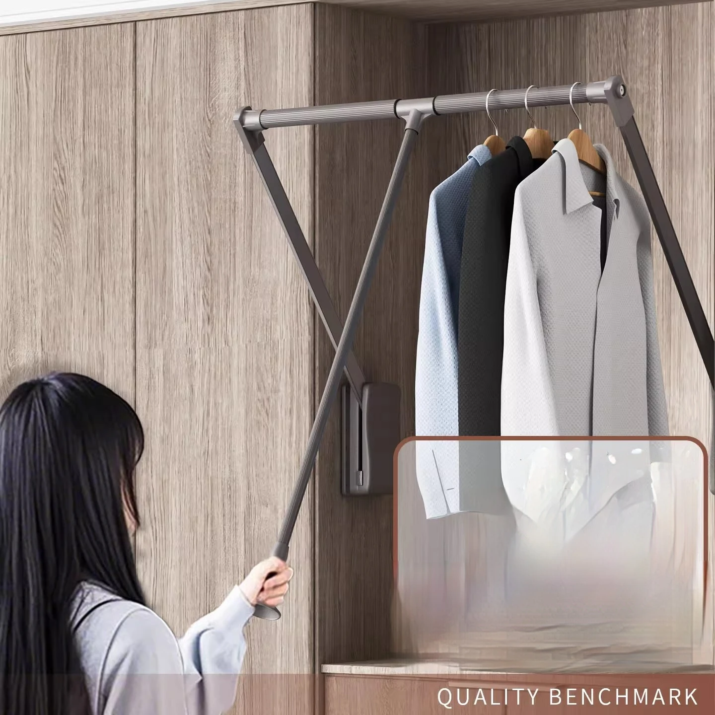 stll Aluminum Wardrobe Pull-Down Clothes Hanger Lifting Rack Vertical Telescopic Double Damper Track Door/Wall Mount Clothes Dry
stll Aluminum Wardrobe Pull-Down Clothes Hanger Lifting Rack Vertical Telescopic Double Damper Track Door/Wall Mount Clothes Dry