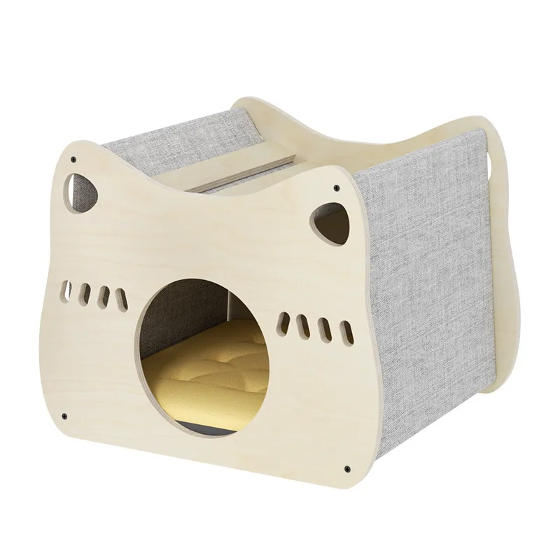 Nest cat house does not occupy an area, portable cat scratching board cushion solid wood spring and summer
Nest cat house does not occupy an area, portable cat scratching board cushion solid wood spring and summer
