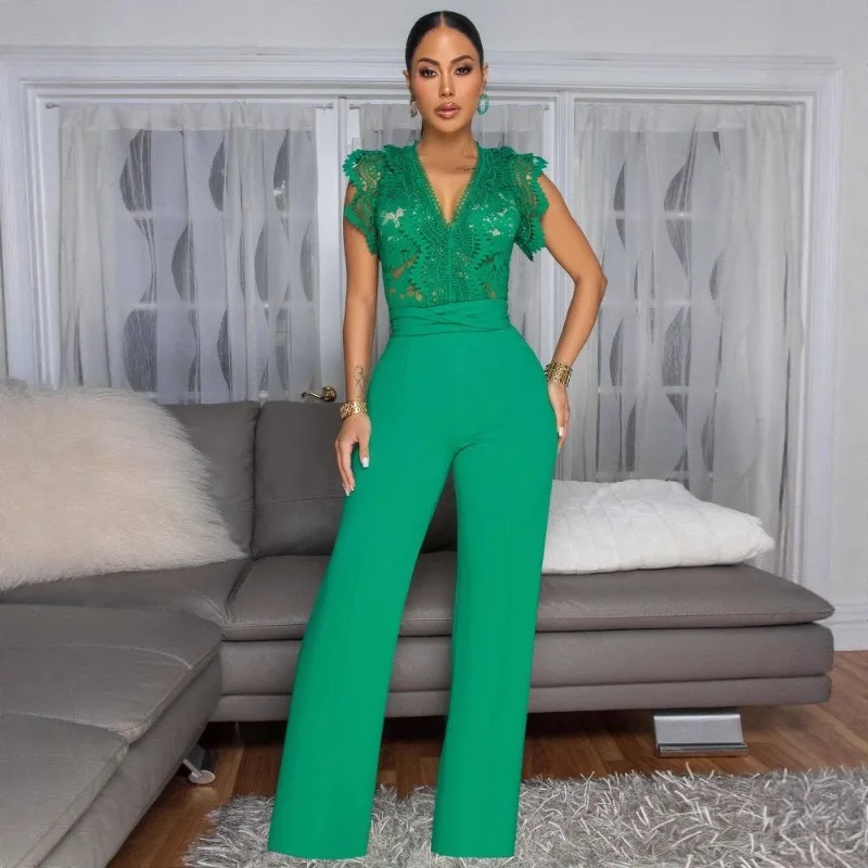 KEXU Lace See Though Patchwork Short Sleeve V-neck Jumpsuits 2025 Women Summer Vacation One Piece Set Streetwear Outfits
KEXU Lace See Though Patchwork Short Sleeve V-neck Jumpsuits 2025 Women Summer Vacation One Piece Set Streetwear Outfits